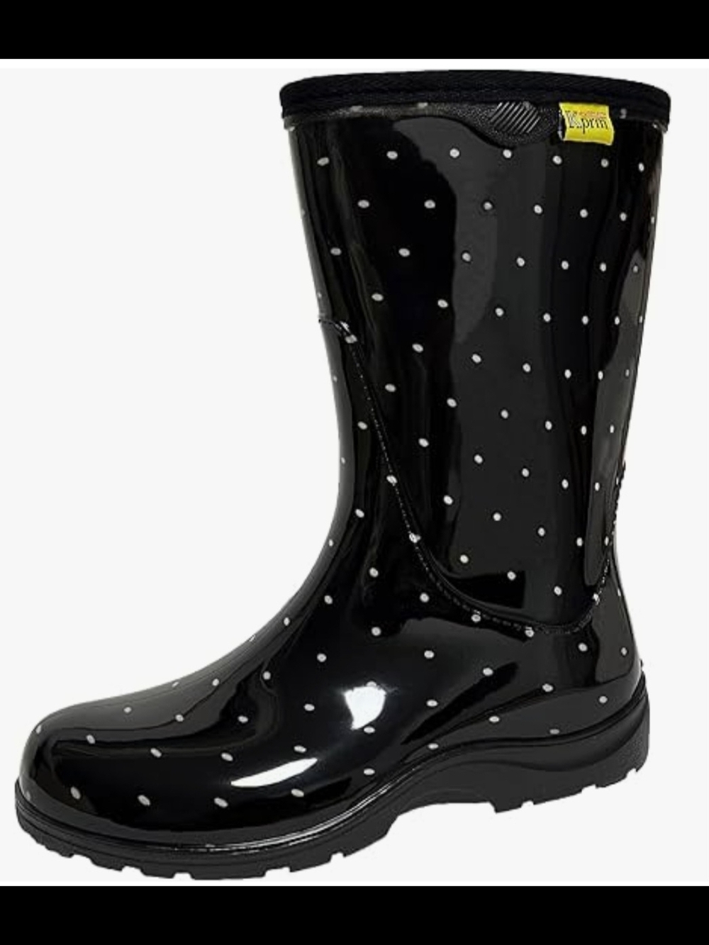 Kprm Black Polka Dot Women's Rain Boot Waterproof Mid Calf, Garden Boots Size 8